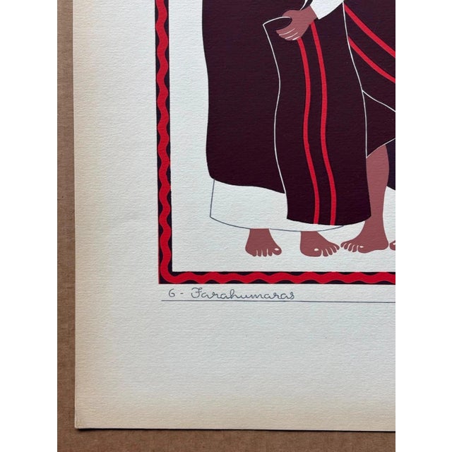 Expressionism Carlos Mérida Silkscreen Print "Tarahumaras... Chihuahua" in 16x20 mat 1945 For Sale - Image 3 of 4