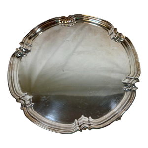 Antique Edwardian Cooper Brothers Scalloped Edge Silver Plate Serving Tray With Falcon Talon Shaped Feet From England - Circa 1900