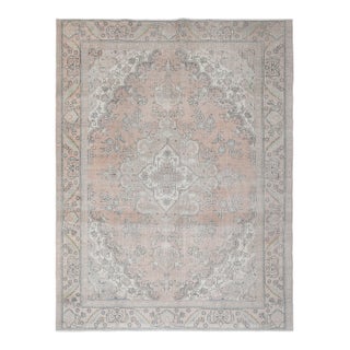 1970s Vintage Persian Handmade Wool Cotton Orange Area Rug For Sale