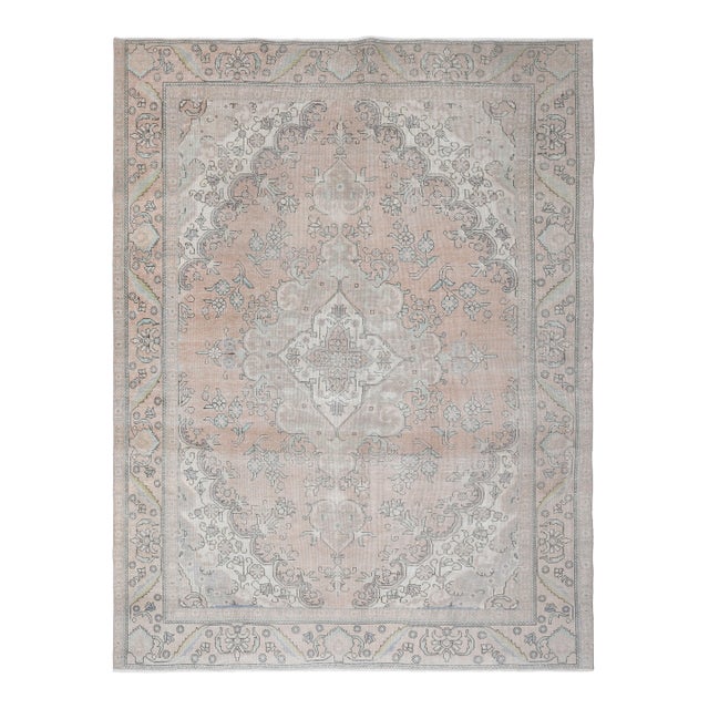 1970s Vintage Persian Handmade Wool Cotton Orange Area Rug For Sale