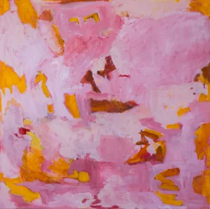 "Pink Into Yellow" Acrylic Abstract Painting on Stretched Canvas by Nicki Beiderman