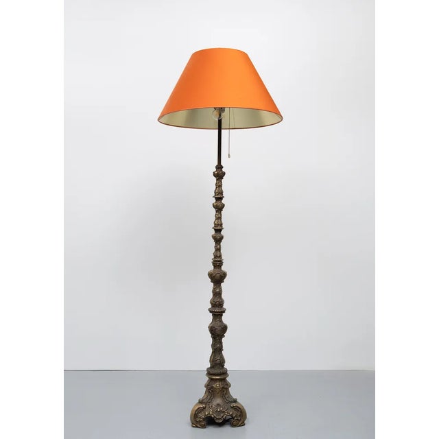 1950s Baroque Revival Brass Floor Lamp, France, 1950s For Sale - Image 5 of 8