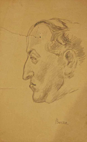Pompeo Borra, Portrait-Profile, 1950s, Pencil on Paper