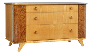 Mid 20th Century Swedish Elm and Burr Fitted Chest of Drawers, 1960s