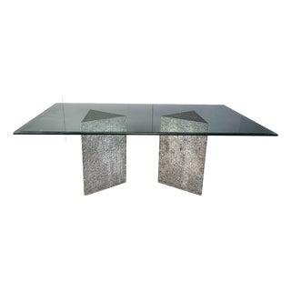 Vintage Brutalist Marble and Glass Dining Table, 1970s For Sale