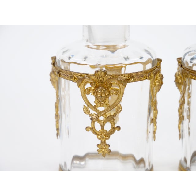 Mid 19th Century Antique Pair French Gilt Bronze-Mounted Baccarat Glass Vanity / Perfume Bottle For Sale - Image 5 of 10