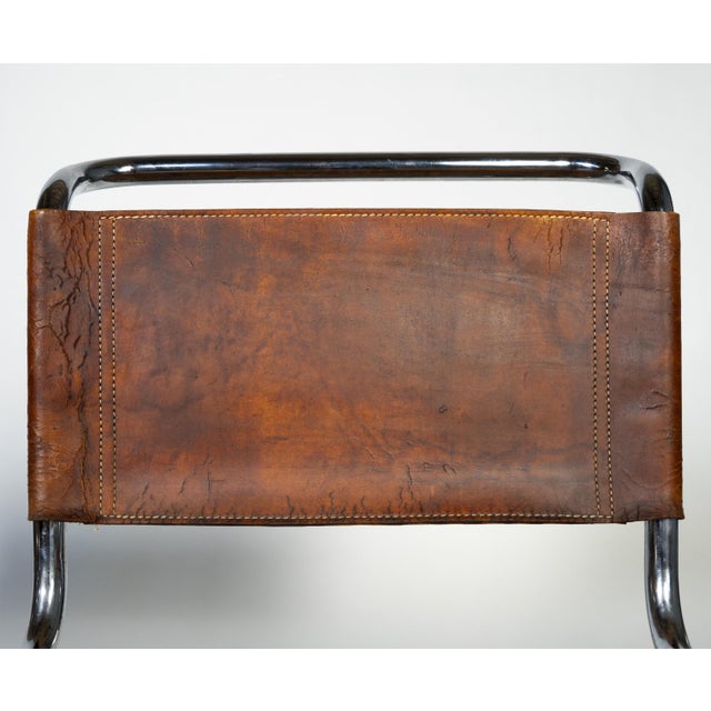 Mid 20th Century Pair of Bauhaus-Style Chrome and Brown Leather Cantilever Chairs For Sale - Image 11 of 17