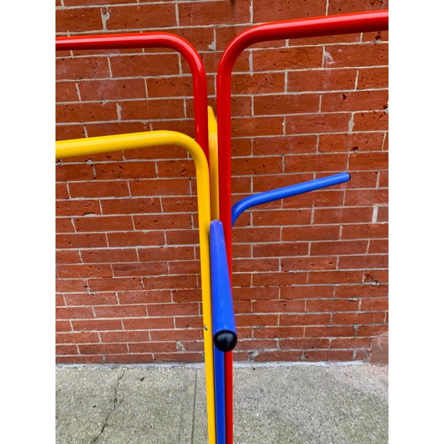1980s Italian Bent Metal Primary Color Coat Rack For Sale - Image 4 of 9