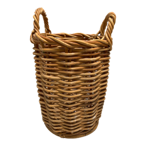 Vintage Tall Rustic Wood Woven Decor & Storage Basket