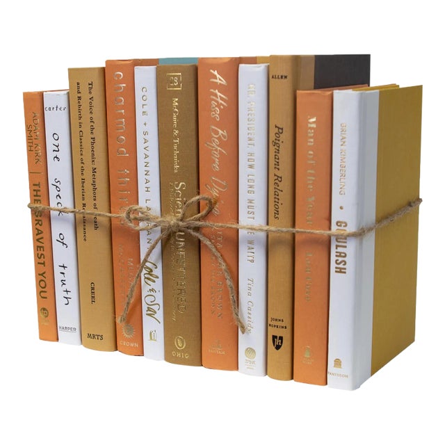 Decorative Books - Pumpkin Spice Latte Book Bundle - 1 Foot of Orange Books For Sale