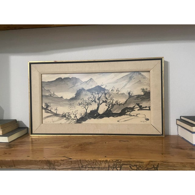 Vintage Ink Surrealist Painting For Sale - Image 4 of 6