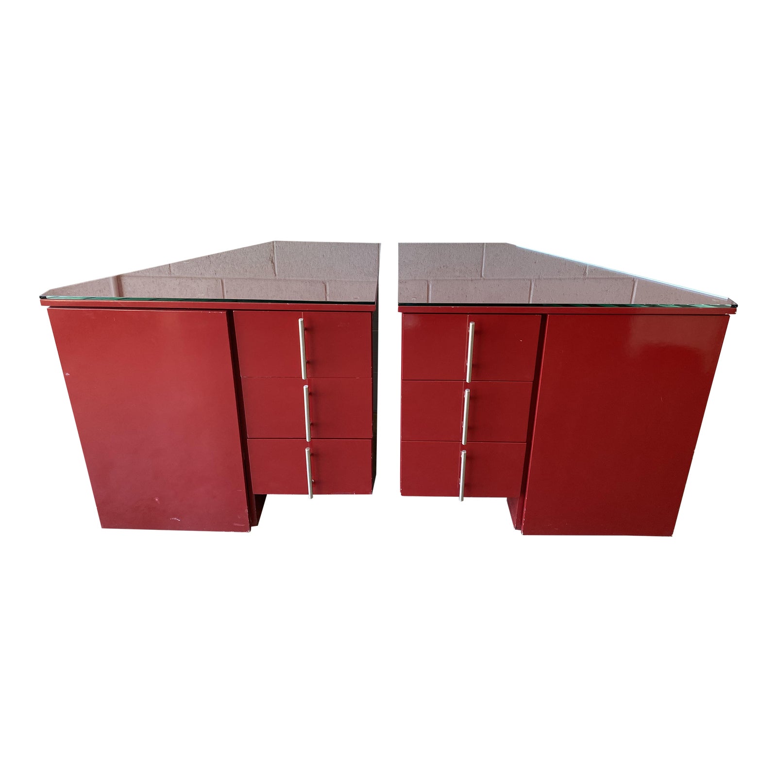 Vintage Red With Glass Top, Pair Chairish