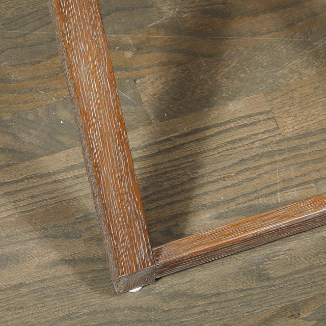 Modernist Oak X Base Side Table W/ Marble Inlayed Top by Mattaliano For Sale In New York - Image 6 of 12