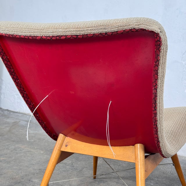 Beige Mid-Century Easy Chair attributed to Jindřich Halabala for Český Nábytek, 1950s For Sale - Image 8 of 11