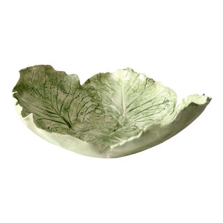 Vintage Art Pottery Cabbage Leaf Bowl For Sale