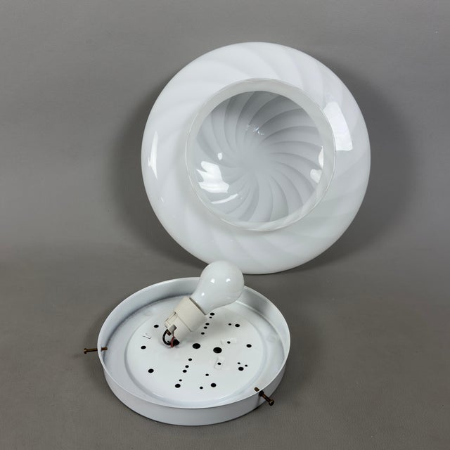 Space Age Murano Glass Swirl Ceiling Lamp in Glossy White, 1970s For Sale - Image 6 of 11