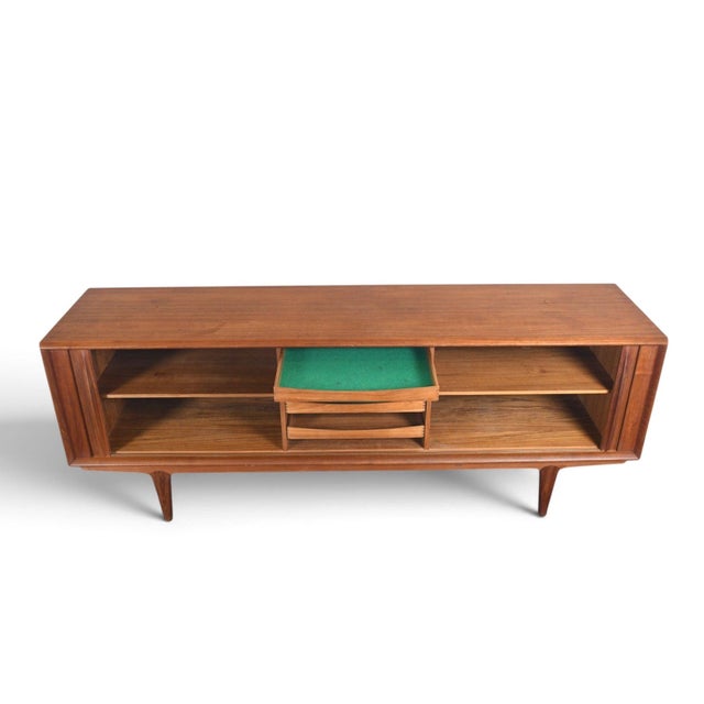 Bernhard Pedersen & Son Mid 20th Century Bernhard Pedersen Teak Tambour Door Credenza, Attributed For Sale - Image 4 of 10