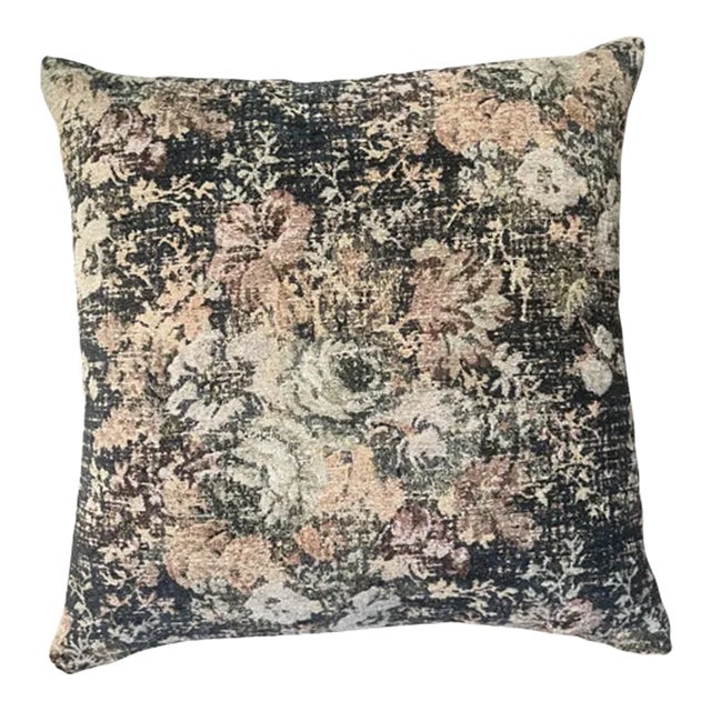 Distressed Floral Bohemian Tapestry Throw Pillow For Sale