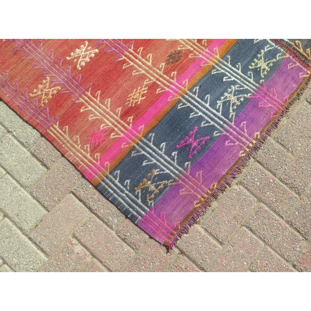 Mid 20th Century Vintage Turkish Handmade Kilim Area Rug For Sale - Image 6 of 11
