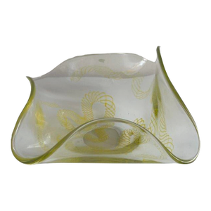 Yellow Squiggle Glass Bowl by Donald Jay Schneider (American, 1949-2016), C. 1990s