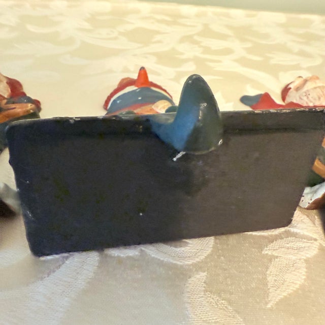 Metal 1990s Cast Iron Santa and Snowman Cast Iron Stocking Holders, a Set of 4 For Sale - Image 7 of 8