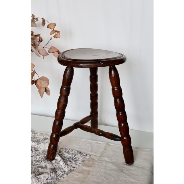 Vintage Wooden Tripod Milking Stool, 1980s For Sale - Image 6 of 7