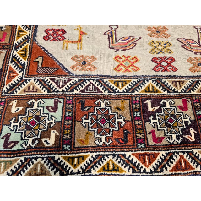 Vintage Qashqai Tribal Area Rug, Hand-Knotted Wool, Animal Motifs, 4x6, Tan & Brown For Sale - Image 14 of 14