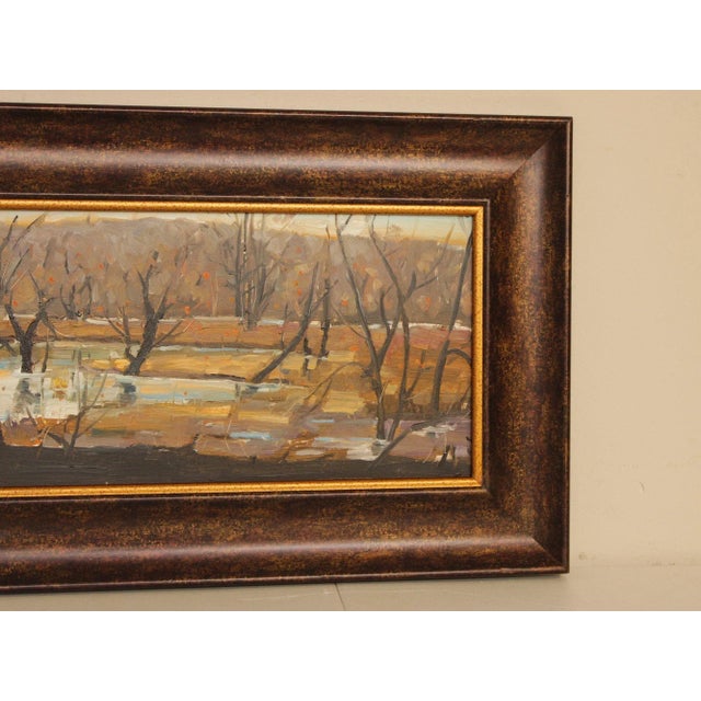 2010s Luo Hong Impressionist Style Oil Painting, Late Fall Landscape For Sale - Image 5 of 12