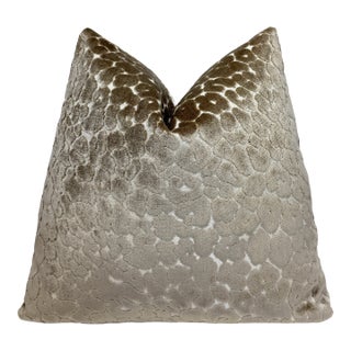 Mushroom Leopard 20x20 Velvet Throw Pillow With Feather Down Insert For Sale