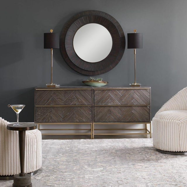 Chocolate 2 Drawer Chevron Chest For Sale - Image 8 of 9