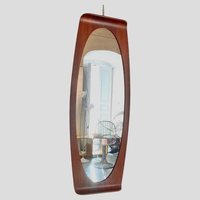 Mid-Century Modern Large Oval Mirror in Rosewood by Campo & Graffi, 1950s For Sale - Image 3 of 10