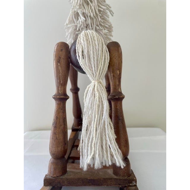 1950s Vintage Handmade Wooden Miniature Classic Rocking Horse Toy For Sale - Image 5 of 8