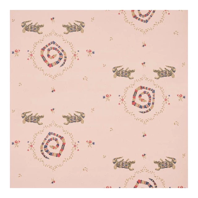 Sample - Schumacher X Backdrop Reptilia Wallpaper in Muted Pink For Sale