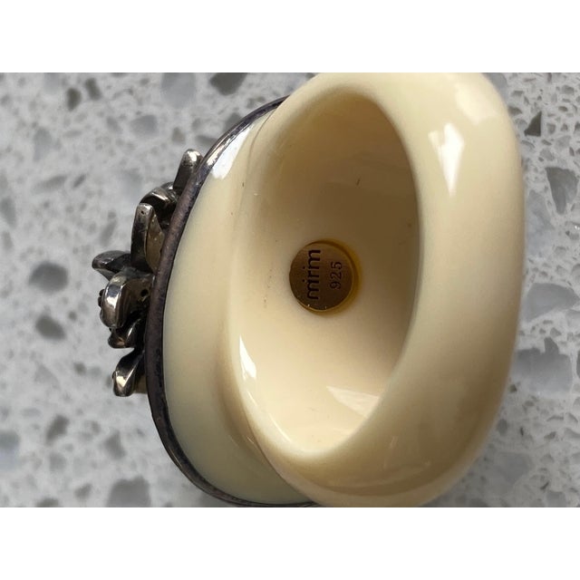 Miriam Salat Cream Ivory Fox Ring Set In Sterling Silver & White Topaz For Sale - Image 11 of 18