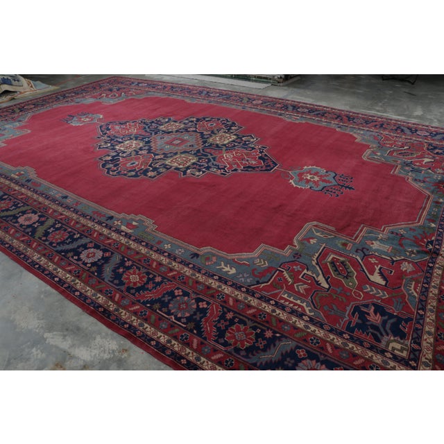 Traditional Antique Turkish Isparta Rug With Red Open Field and Medallion | Rug and Kilim For Sale - Image 3 of 10