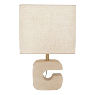 Desk Lamp in Sandstone and Beige Coloured Fabric, 1960s For Sale