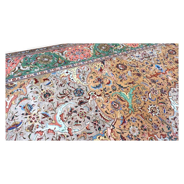 Antique Persian Tabriz Wool 11X17 Grey, Green, Pink, & Orange Area Rug #1140881 For Sale In Houston - Image 6 of 10