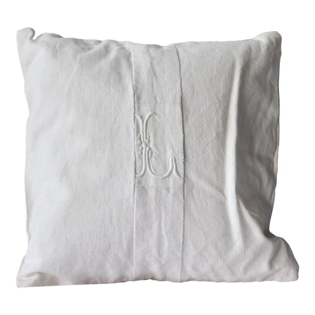 French Linen Petite Baby Pillow "L" For Sale