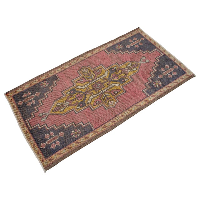 1970s Small Rug, Entryway Rug, Bath Mat, Kitchen Decor, Turkish Rug, Doormat 1'11" X 3'7" For Sale - Image 6 of 11