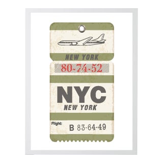 NYC Travel Ticket Print in White Shadowbox - 13" x 17" For Sale