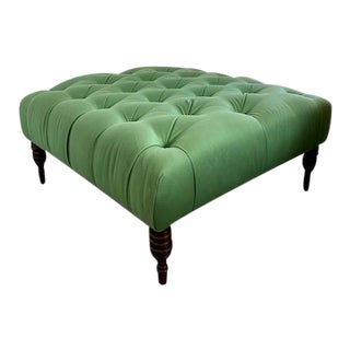 Ferrell Mittman Tufted Cocktail Ottoman With Turned Legs For Sale