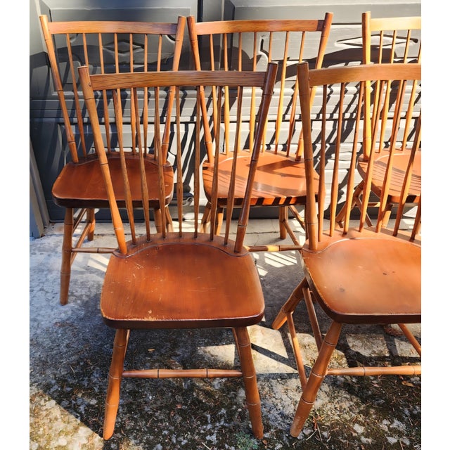 Set of 8 Stickley Solid Cherry Colonial Spindle Back Chairs For Sale In Seattle - Image 6 of 8