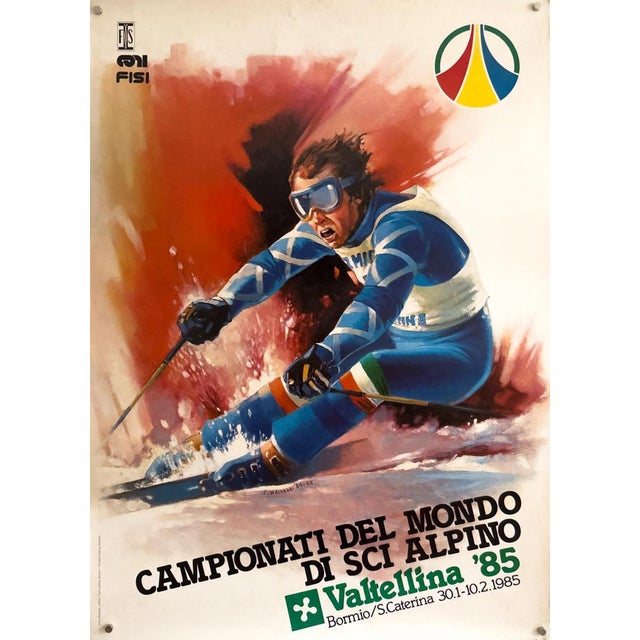 Alpine World Ski Championships Valtellina 85 Original Ski Poster by Elvio Mainardi, 1984 For Sale - Image 9 of 9