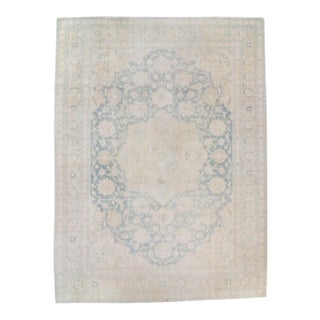 1920s Antique Medallion Beige Blue Hand Knotted Rug - 11’2” X 15’ For Sale