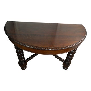 Oak Demi Lune Barley Twist Table For Sale