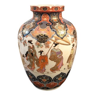 Large 19th Century Hand Painted Imari Porcelain Vase Meiji Period For Sale