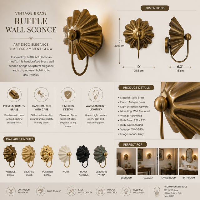 Not Yet Made - Made To Order Vintage Brass Wall Sconce Light, Handmade Antique Brass Flower Wall Lamp, Mid Century Shell Sconce Bedroom Bedside Hallway Entryway Lighting For Sale - Image 5 of 13