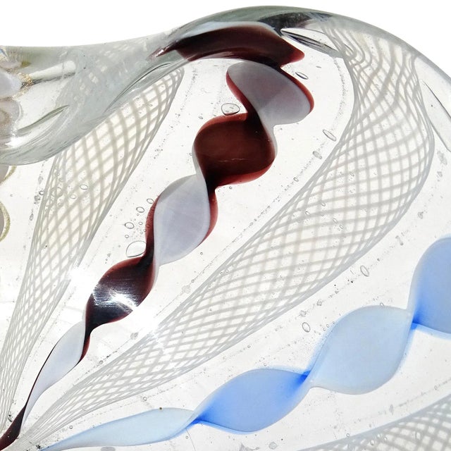 Glass Vintage Murano Rainbow Colors Twisting Zanfirico Latticino Ribbons Italian Art Glass Decorative Bowl Trinket Dish For Sale - Image 7 of 8