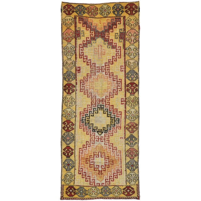 Vintage Turkish Oushak Runner Rug , 03'10 X 09'06 For Sale - Image 10 of 10