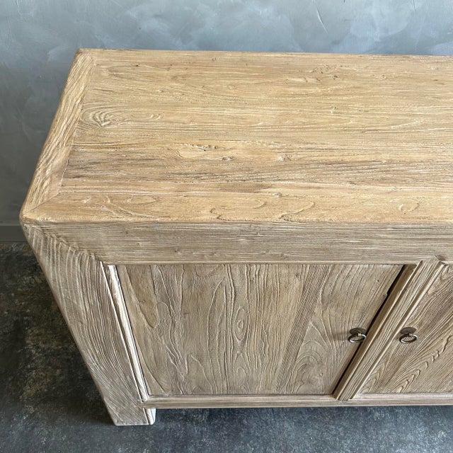 Wood Reclaimed Elm Wood 4 Door Cabinet or Sideboard For Sale - Image 7 of 8